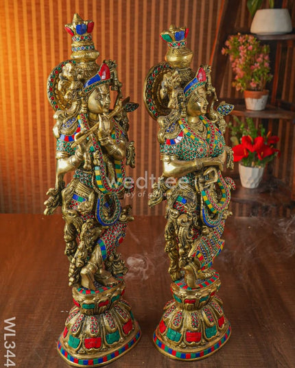 Brass Radha Krishna - Set Of 2 Wl3442 Figurines