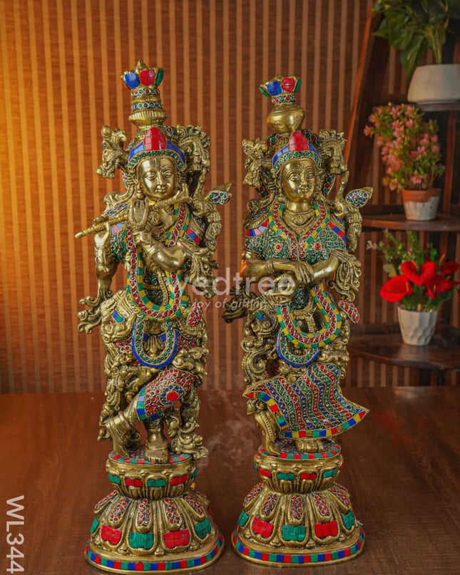 Brass Radha Krishna - Set Of 2 Wl3442 Figurines