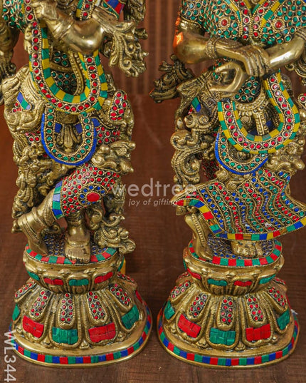 Brass Radha Krishna - Set Of 2 Wl3442 Figurines