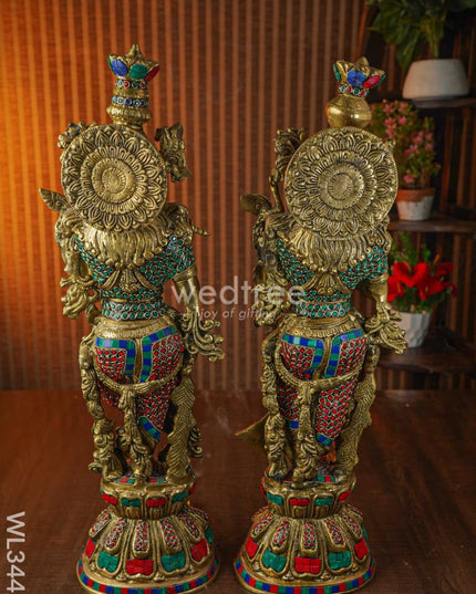 Brass Radha Krishna - Set Of 2 Wl3442 Figurines
