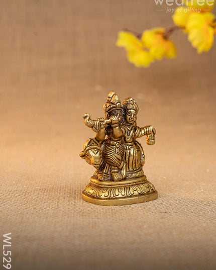 Brass Radha Krishna with Cow Idol - 3 inch - WL5291 - Brass Figurines