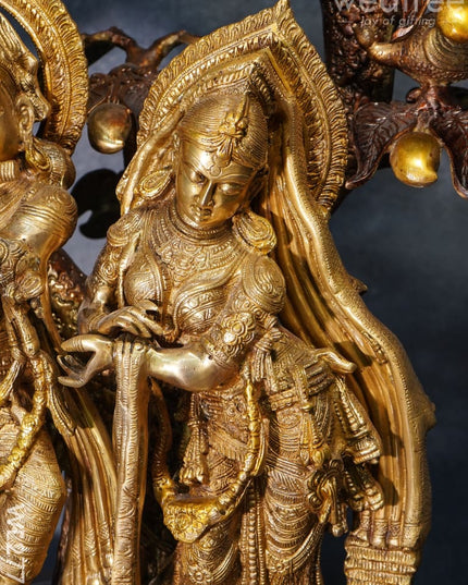 Brass Radha-Krishna With Tree - Wl2773 Figurines
