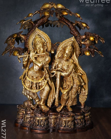 Brass Radha-Krishna With Tree - Wl2773 Figurines