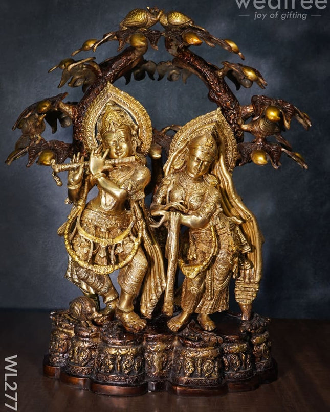 Brass Radha-Krishna With Tree - Wl2773 Figurines