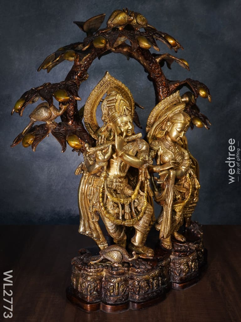 Brass Radha-Krishna With Tree - Wl2773 Figurines