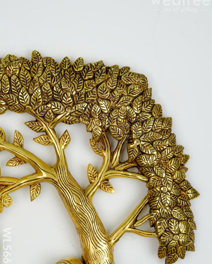Brass Radhakrishna with Tree - 13 inch - WL5662 - Brass Wall Hanging