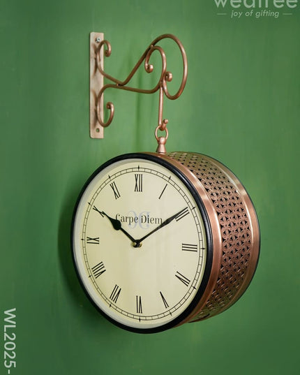 Railway Clock - 10 Inches Wl2025 Floral Copper Finish Wl2025-2 Wall Clocks