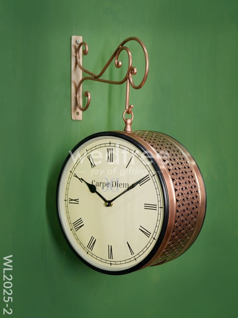 Railway Clock - 10 Inches Wl2025 Floral Copper Finish Wl2025-2 Wall Clocks