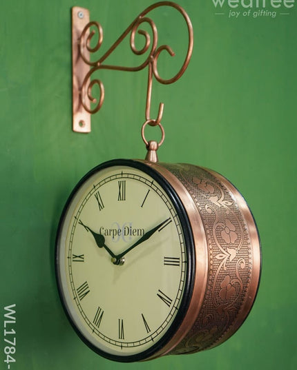 Railway Clock - 8 Inches Wl1784 Floral Copper Finish Wl1784-2 Wall Clocks