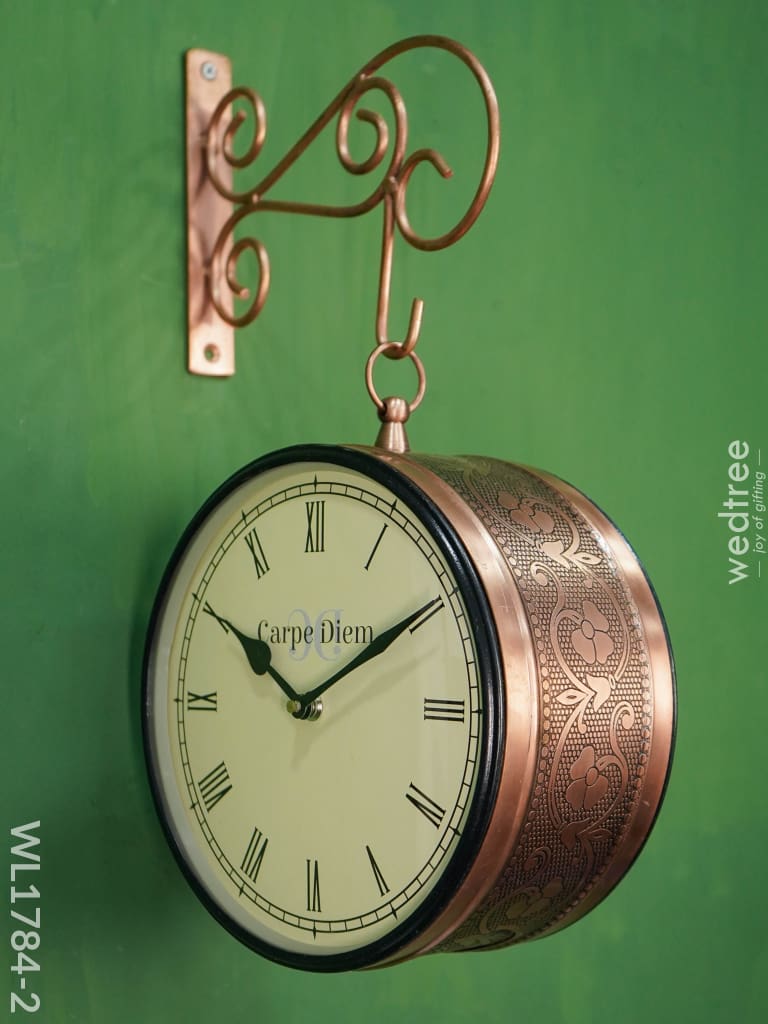 Railway Clock - 8 Inches Wl1784 Floral Copper Finish Wl1784-2 Wall Clocks