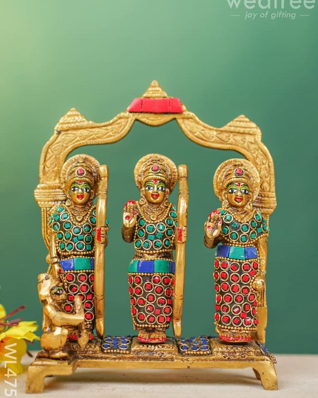 Brass Ram Darbar Idol With Stone Work - Wl4751 Figurines