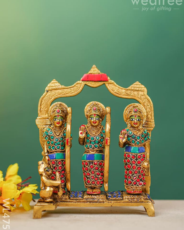 Brass Ram Darbar Idol With Stone Work - Wl4751 Figurines