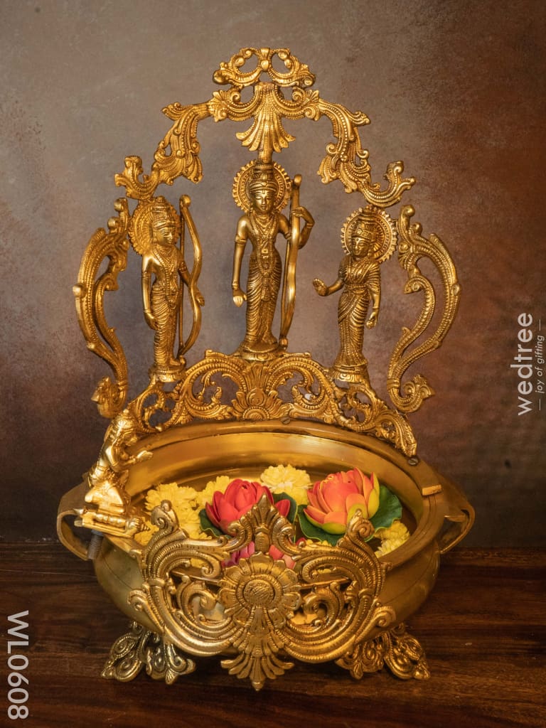 Brass Ram Darbar Urli - Brown Antique Finish Wl0608
