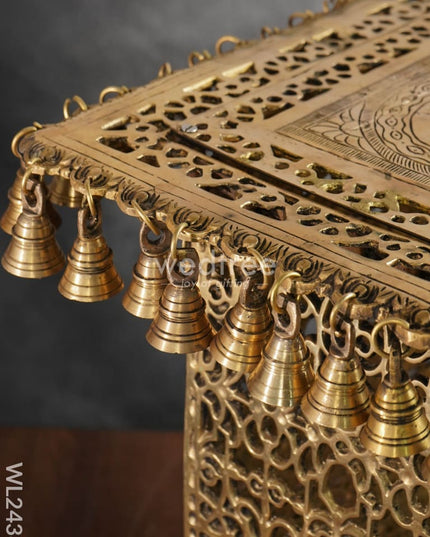 Brass Rectangular Chowki With Bells - Wl2438 Utility