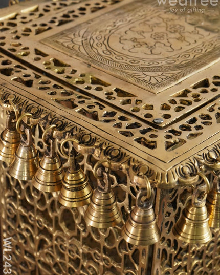 Brass Rectangular Chowki With Bells - Wl2438 Utility