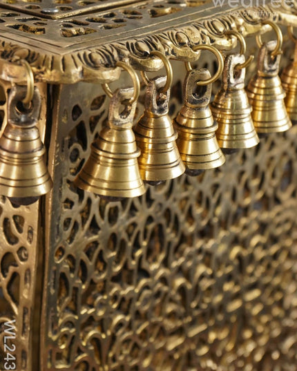 Brass Rectangular Chowki With Bells - Wl2438 Utility