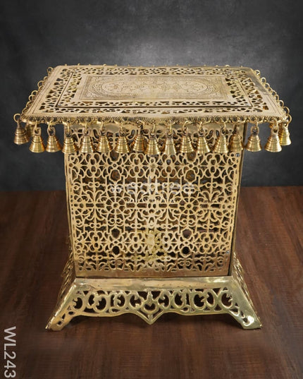 Brass Rectangular Chowki With Bells - Wl2438 Utility