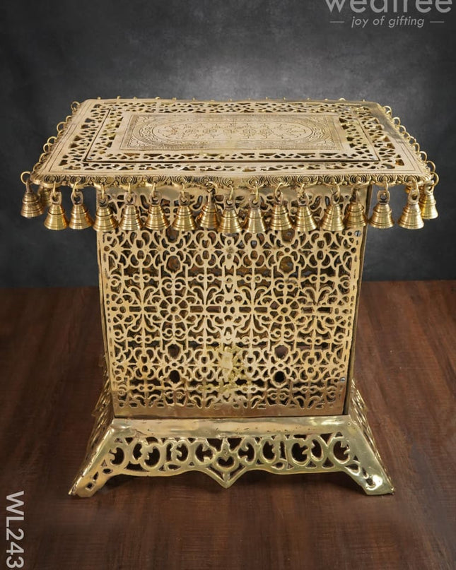 Brass Rectangular Chowki With Bells - Wl2438 Utility