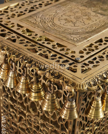 Brass Rectangular Chowki With Bells - Wl2438 Utility