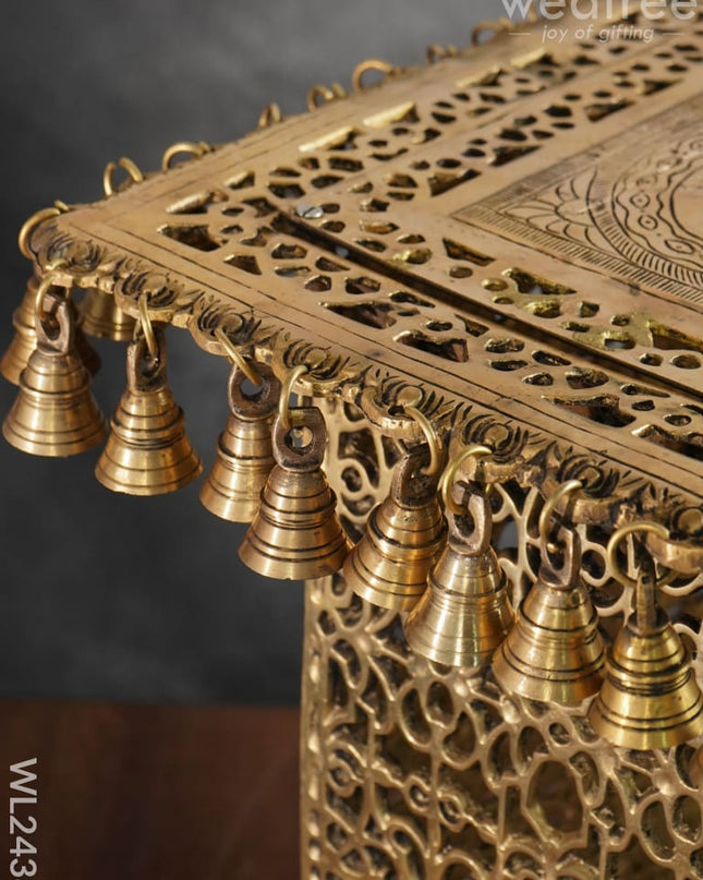 Brass Rectangular Chowki With Bells - Wl2438 Utility
