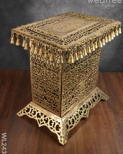 Brass Rectangular Chowki With Bells - Wl2438 Utility