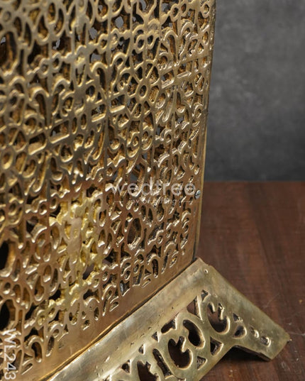 Brass Rectangular Chowki With Bells - Wl2438 Utility
