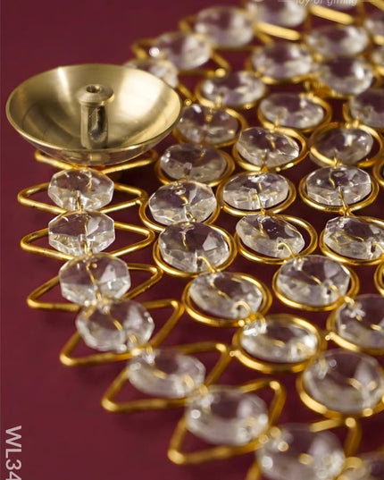 Brass - Round Crystal 5 Diya - Big - WL3433 - Crystal gifts