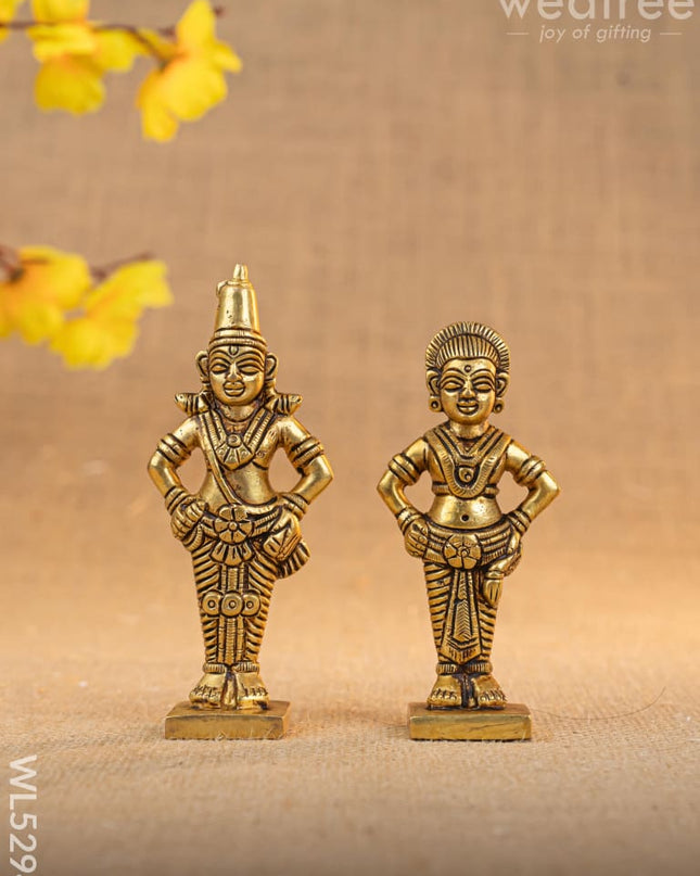 Brass Rukmani & Vitthal Idol - Set of 2 - 4 inch - WL5294 - Brass Figurines