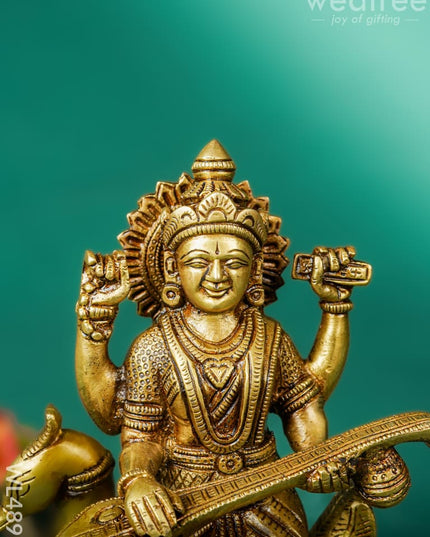 Brass Saraswathi Idol - 7 inch - WL4897 Brass Figurines