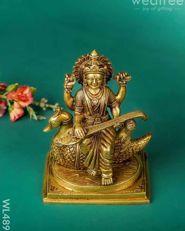 Brass Saraswathi Idol - 7 inch - WL4897 Brass Figurines
