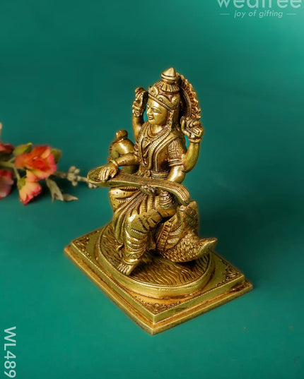 Brass Saraswathi Idol - 7 inch - WL4897 Brass Figurines