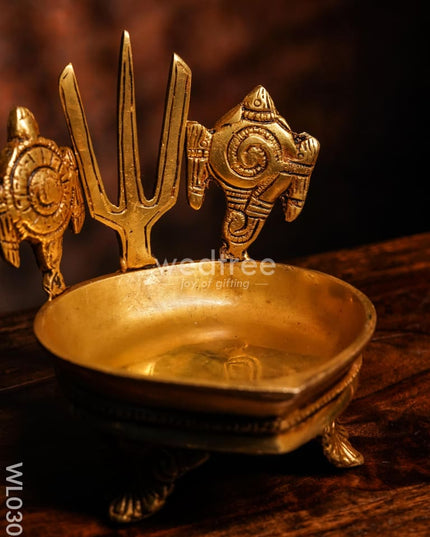Brass Shank Chakra And Nama Diya - Wl0303