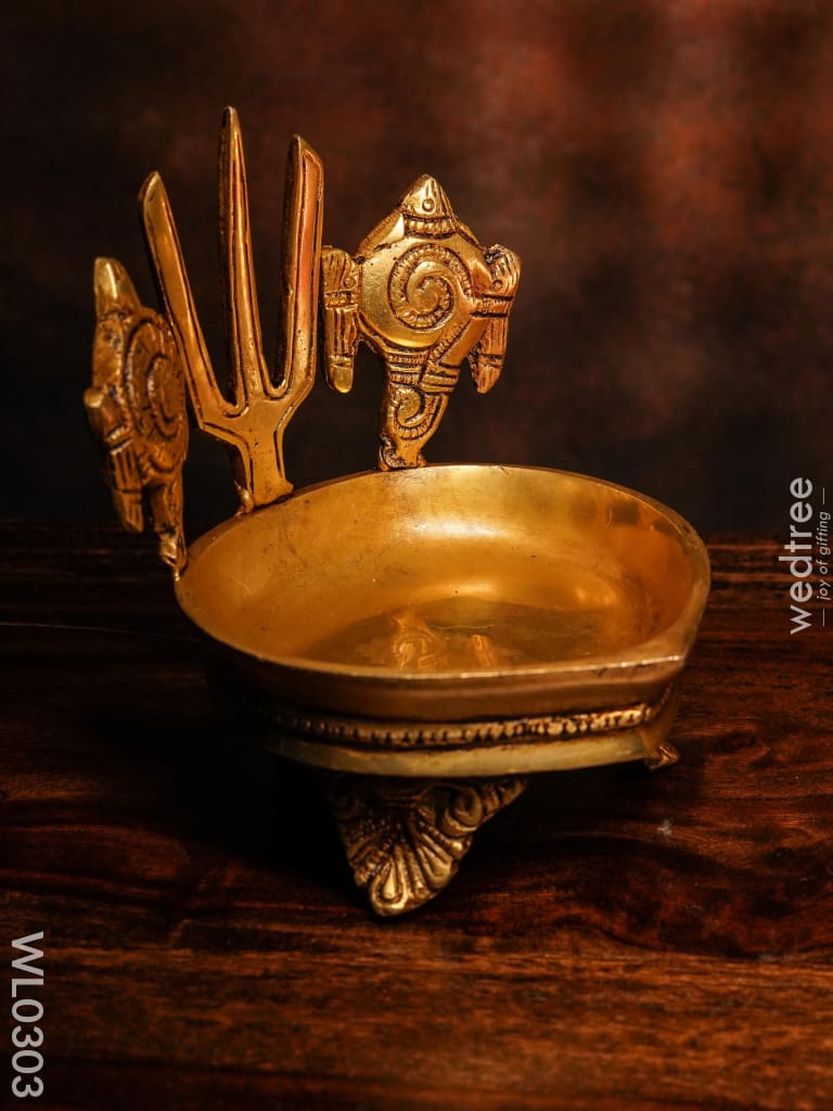 Brass Shank Chakra And Nama Diya - Wl0303