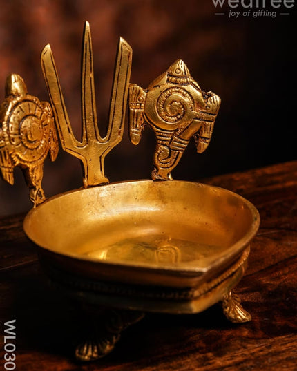 Brass Shank Chakra And Nama Diya - Wl0303
