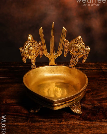 Brass Shank Chakra And Nama Diya - Wl0303