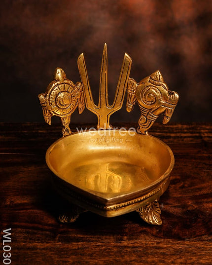 Brass Shank Chakra And Nama Diya - Wl0303