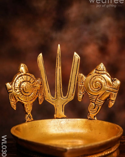 Brass Shank Chakra And Nama Diya - Wl0303