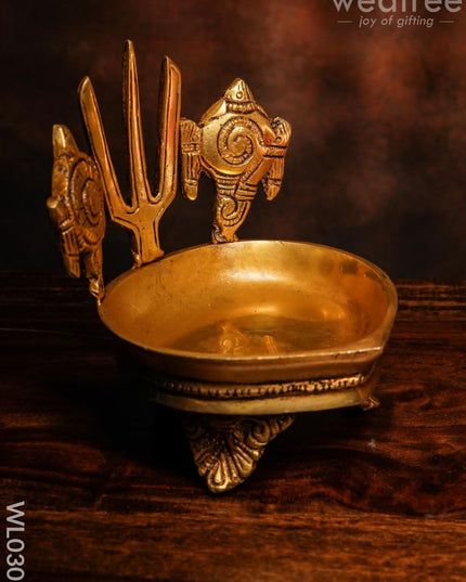 Brass Shank Chakra And Nama Diya - Wl0303