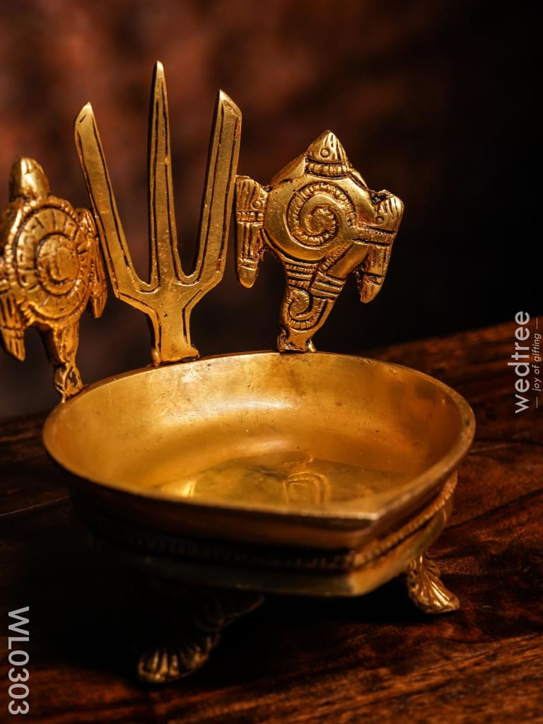 Brass Shank Chakra And Nama Diya - Wl0303