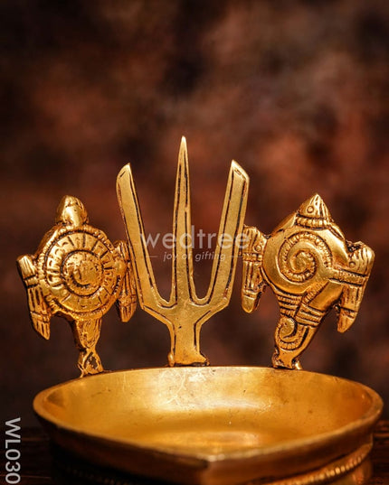 Brass Shank Chakra And Nama Diya - Wl0303