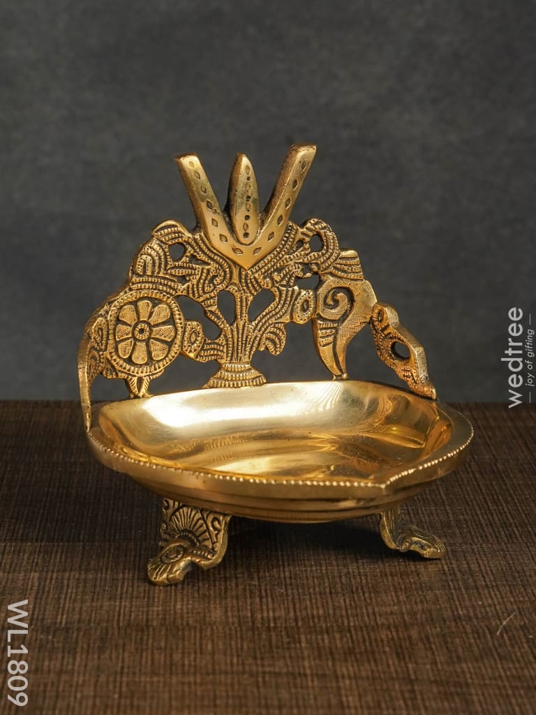 Brass Shank Chakra And Nama Diya - Wl1809