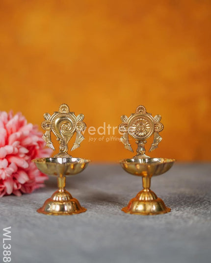 Brass Shank & Chakra Diya - 4.5 Inch Wl3880