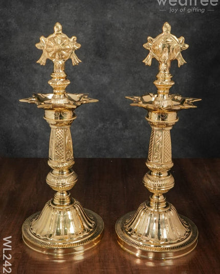 Brass Shank & Chakra Kuthu Vilakku - Wl2424 Diya