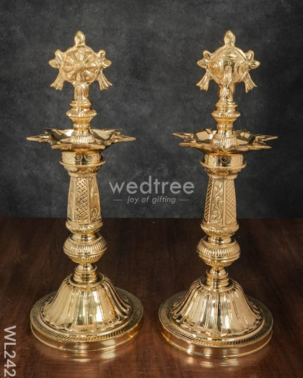 Brass Shank & Chakra Kuthu Vilakku - Wl2424 Diya
