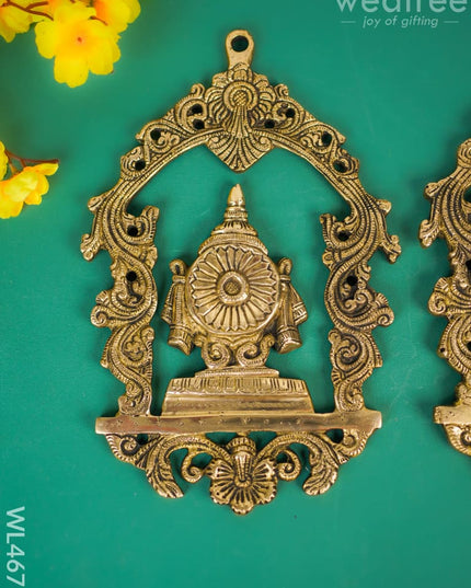 Brass Shank Chakra Naama Wall Hanging - Set Of 3 Wl4677