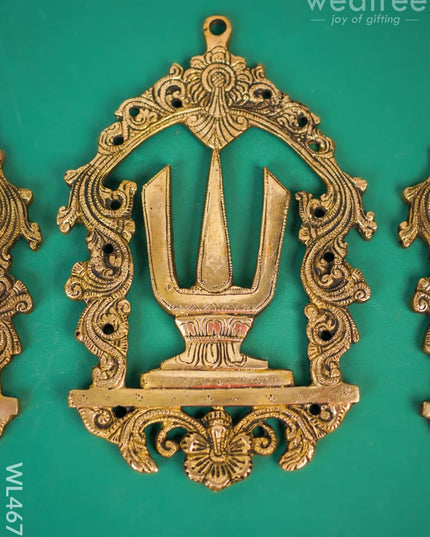 Brass Shank Chakra Naama Wall Hanging - Set Of 3 Wl4677