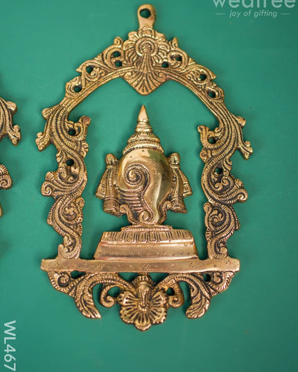 Brass Shank Chakra Naama Wall Hanging - Set Of 3 Wl4677
