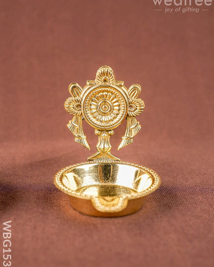 Brass Shankh Chakra Diya - WBG1534 - Brass Diya