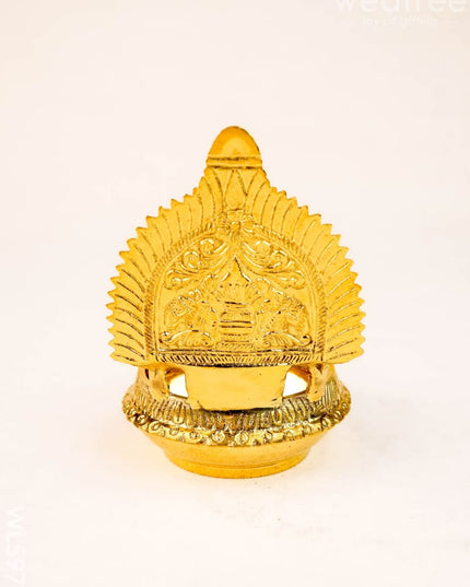 Brass Shankh Chakra Namam Diya - 5 inch - WL5970 - Brass Diya