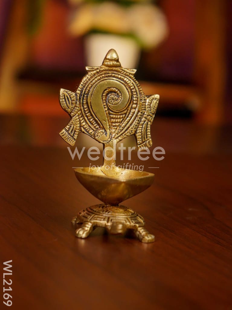 Brass Shanku Chankra Diya With Tortoise Base ( Set Of 2) - Wl2169